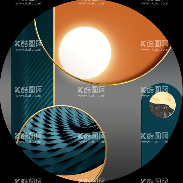 编号：55261411290307117159【酷图网】源文件下载-几何艺术圆形挂画装饰画