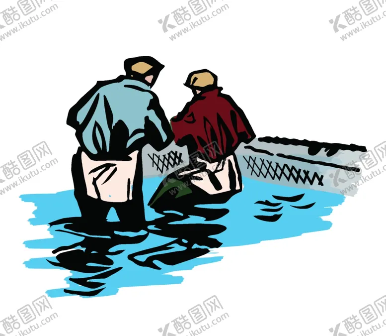 编号：66918607020834161626【酷图网】源文件下载-卡通渔民捕鱼插画色彩图