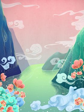 春天山水背景