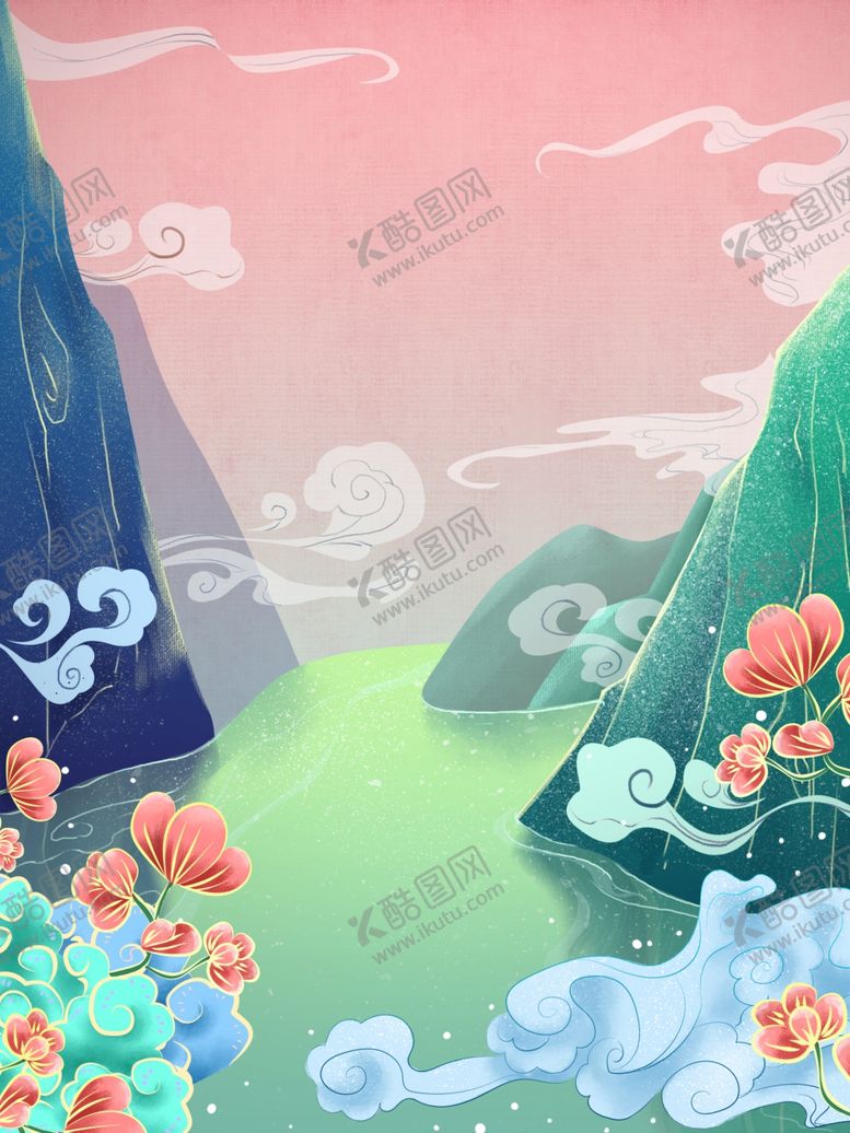 编号：24200310191005382150【酷图网】源文件下载-春天山水背景