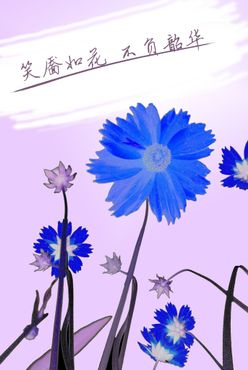 花朵蓝色花朵素描花卉克莱因蓝花