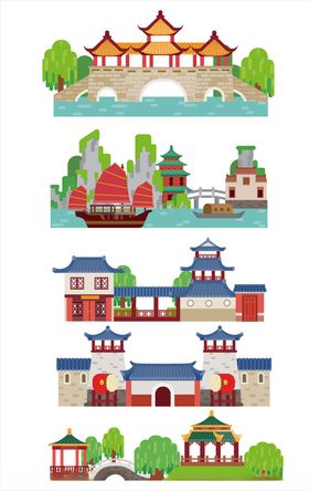 新中式建筑系列海报