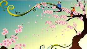 梅花抽象画凋落花瓣鸟