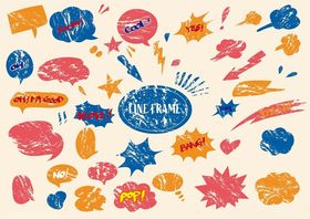 多彩手绘对话气泡集合