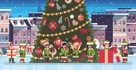 冬季圣诞节城市风景插画