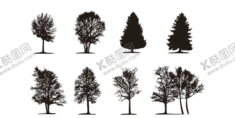 编号：32375210010805494566【酷图网】源文件下载-剪影矢量剪影树木