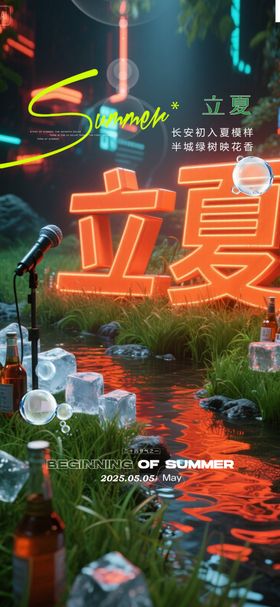 酒吧立夏节气海报