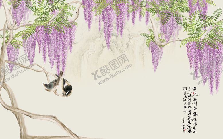 编号：47862909192027022531【酷图网】源文件下载-花鸟画背景墙