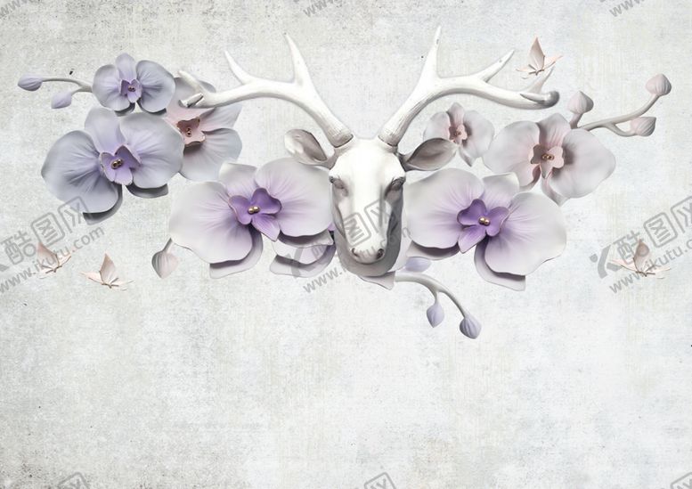 编号：69497009190324502193【酷图网】源文件下载-3D麋鹿背景墙