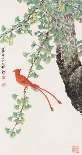国画工笔简约装饰山水