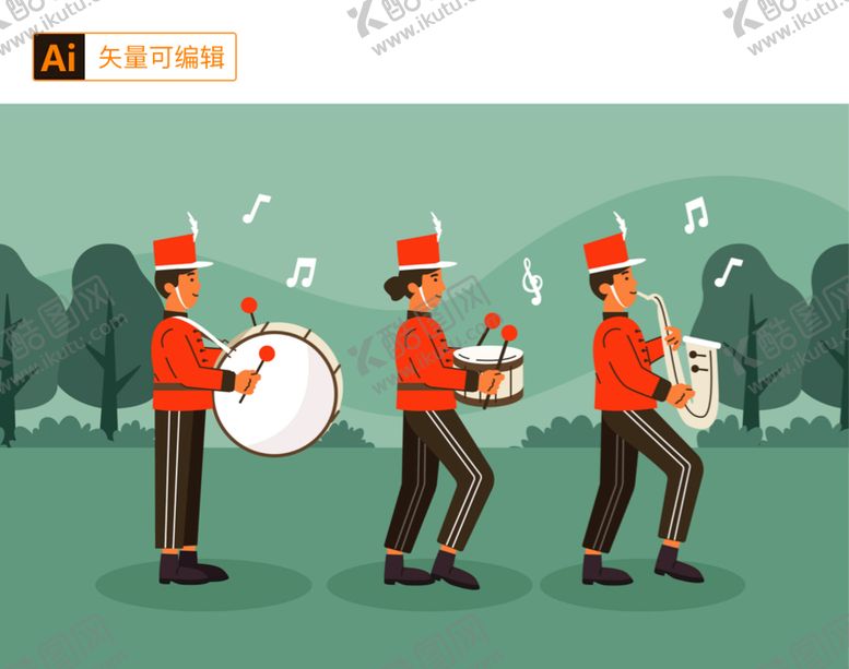 编号：65831201281140027135【酷图网】源文件下载-迎宾乐队插画