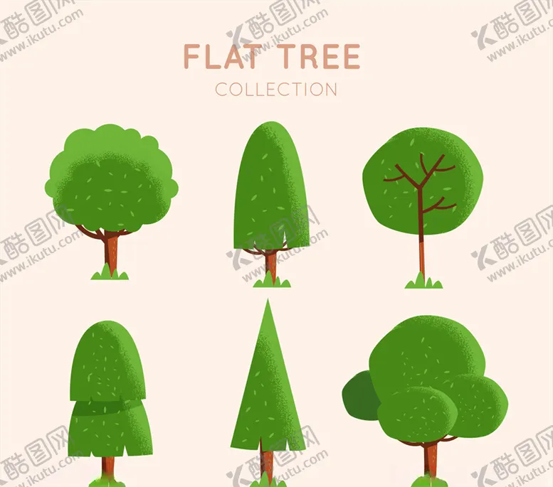 编号：64825710012050444657【酷图网】源文件下载-绿色扁平化树木矢量素材