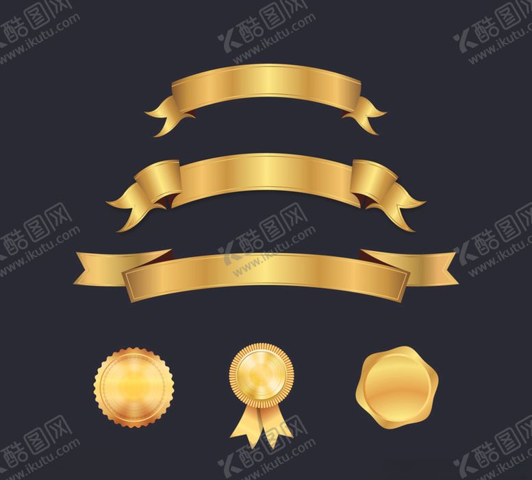 编号：32168207030506376168【酷图网】源文件下载-金色条幅标签素材