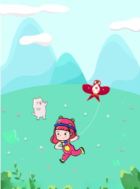 放风筝的小女孩