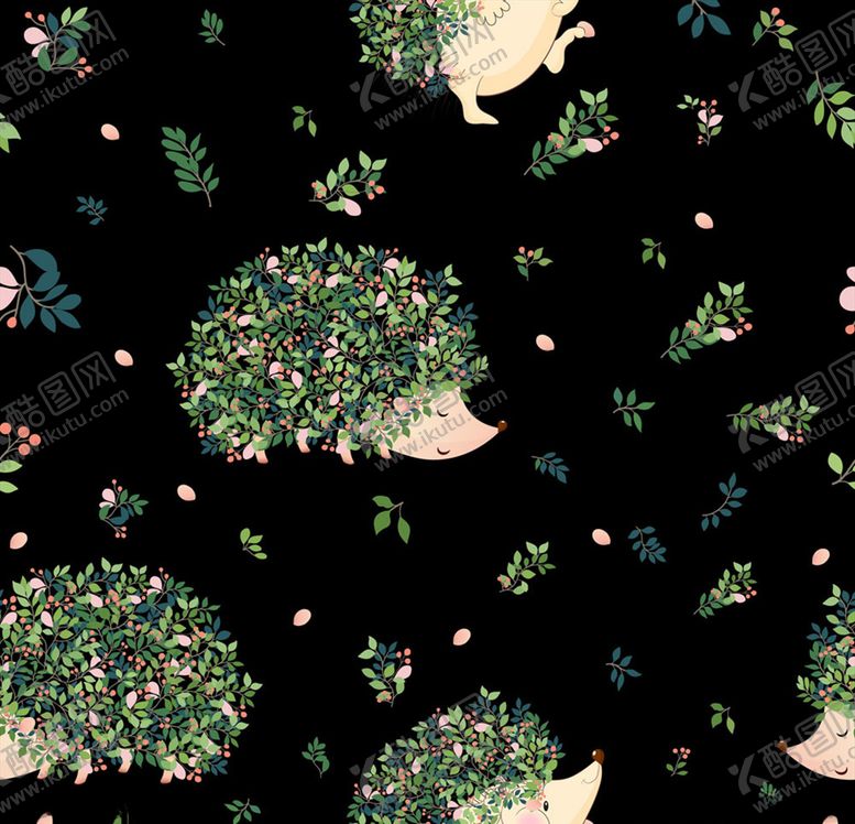 编号：20381710022309036327【酷图网】源文件下载-可爱刺猬无缝背景