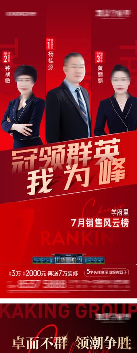 地产销冠人物代言红金海报