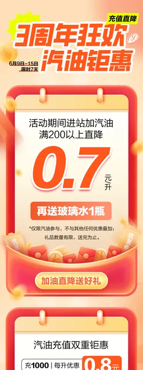 加油站周年庆活动宣传公众号长图