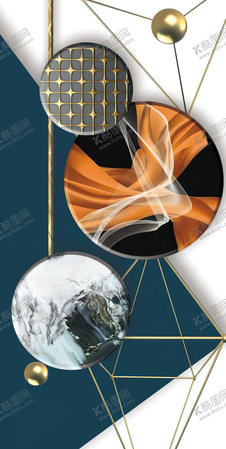 编号：90690412061607167584【酷图网】源文件下载-轻奢水彩圆形艺术挂画装饰画