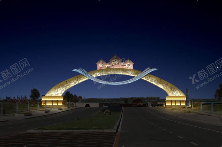 编号：29107010100136143467【酷图网】源文件下载-工业商业园区入口景观亮化