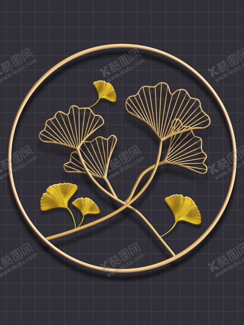 编号：15239007091431287971【酷图网】源文件下载-轻奢金色植物装饰画