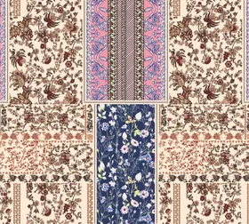 多彩花卉图案布料纹理