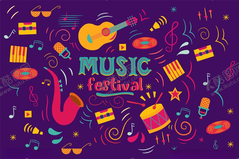 编号：49679111020026043797【酷图网】源文件下载-多彩音乐节日插画