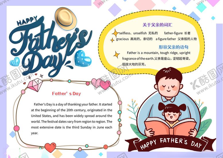 编号：66094804072142136048【酷图网】源文件下载-父亲节英语小报感恩父手抄小报