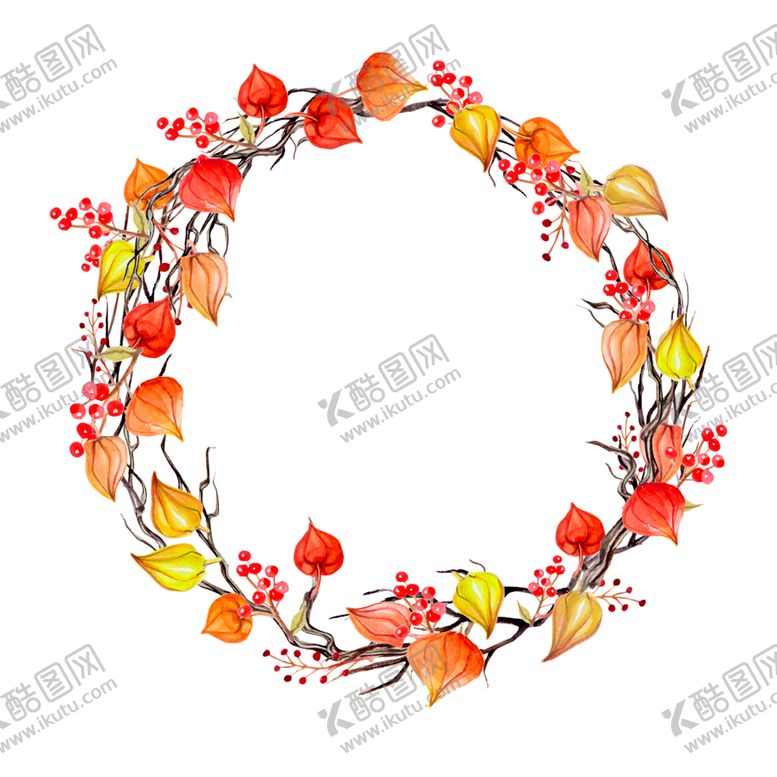 编号：66104805150139495637【酷图网】源文件下载-小清新水彩花圈绘画