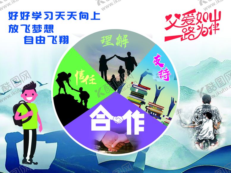 编号：50297809210230141327【酷图网】源文件下载-父爱如山 好好上学天天向上