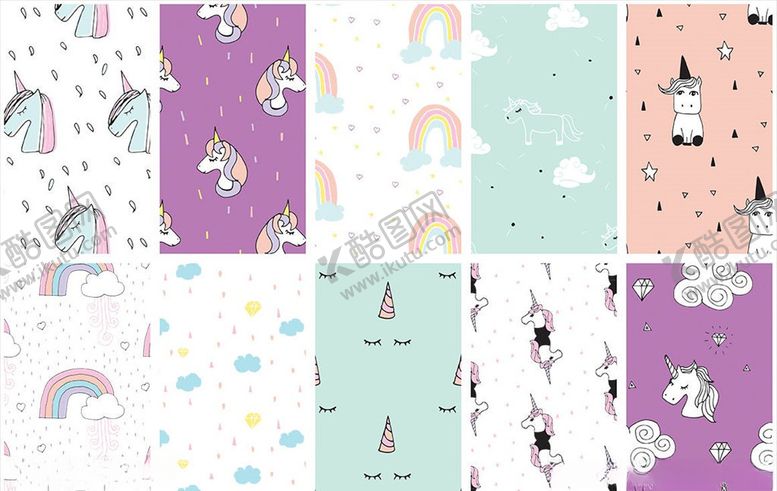 编号：76605610300500118979【酷图网】源文件下载-彩虹色渐变背景独角兽