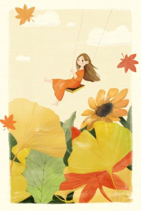 海洋人物少女插画卡通背景素材