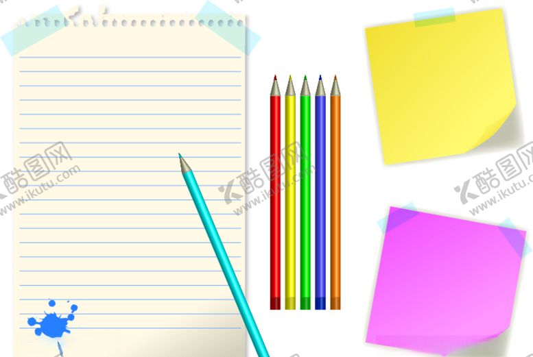 编号：45918309201521137875【酷图网】源文件下载-信纸便利贴铅笔