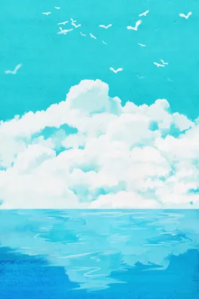 创意手绘天空图片蓝白云云雾壁纸