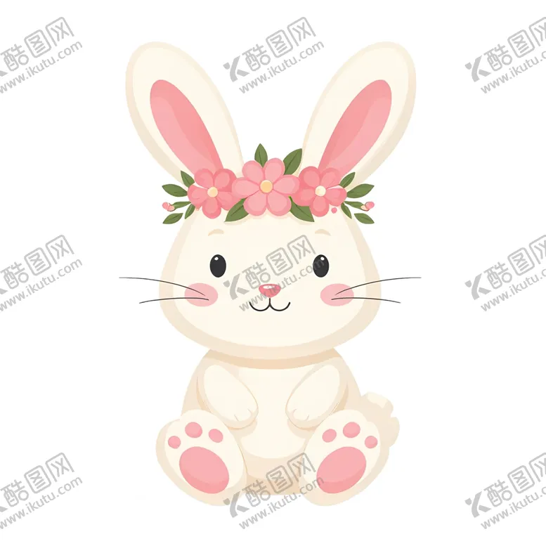 编号：51281301251753505604【酷图网】源文件下载-花冠卡通兔子
