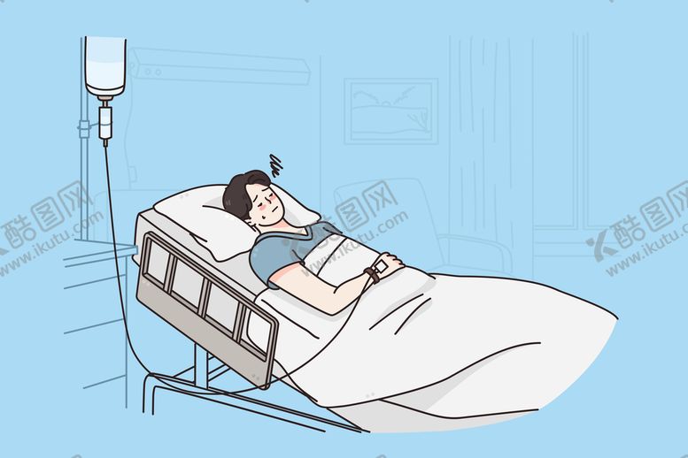 编号：63712509181125541734【酷图网】源文件下载-生病挂盐水人物插画