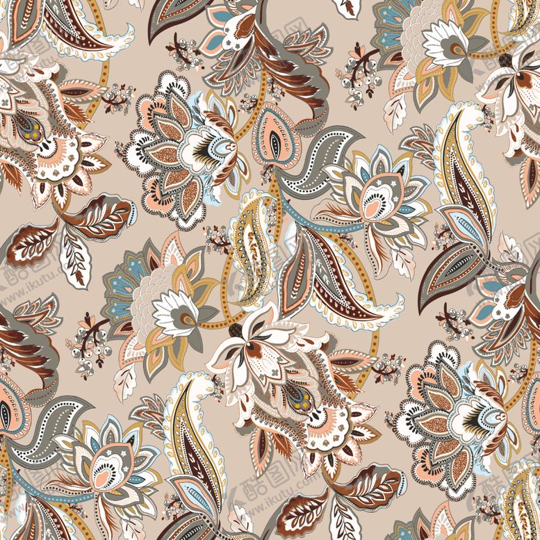 编号：53573604040733347157【酷图网】源文件下载-花卉鸟类图案的精美织物