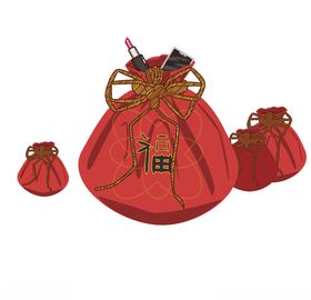 红色传统插画新年福海报