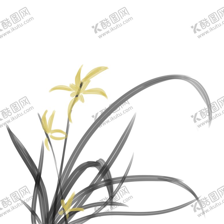 编号：28702901171103235645【酷图网】源文件下载- 水墨兰花PNG 