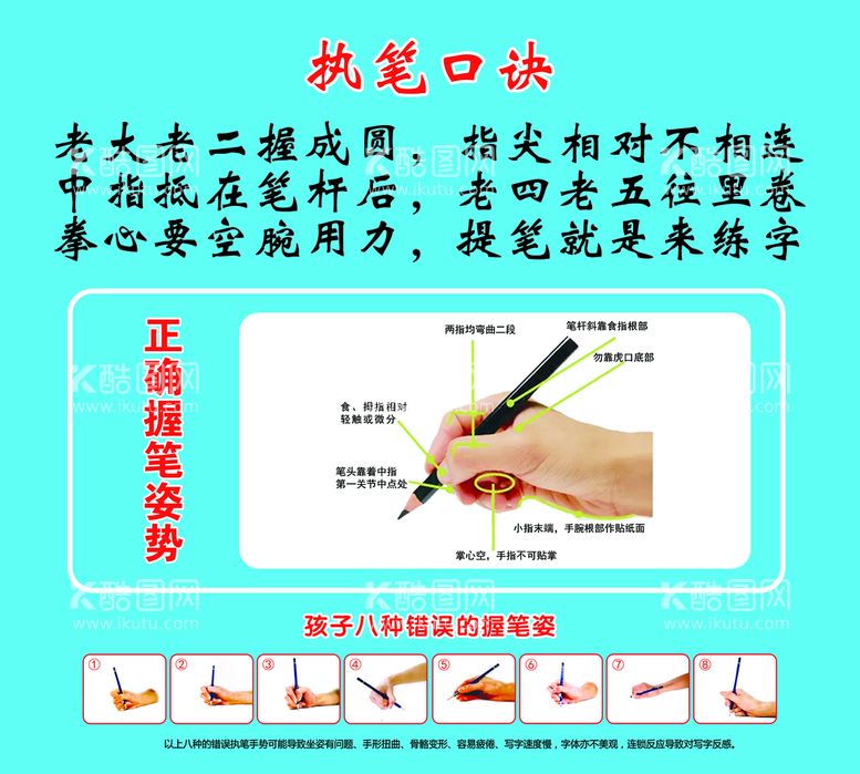 编号：79023109150937344896【酷图网】源文件下载-握笔姿势执笔方法执笔口诀