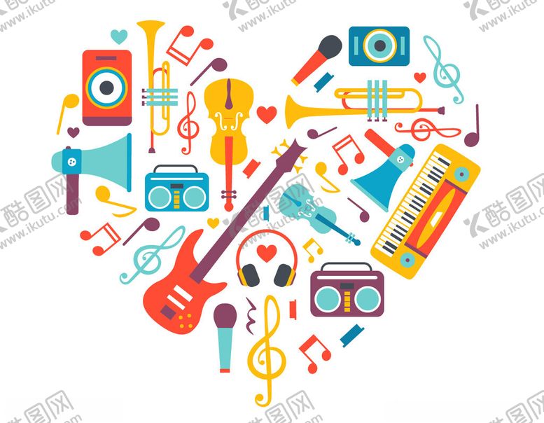 编号：85951904201352191640【酷图网】源文件下载-心形音乐元素集合
