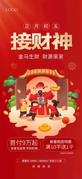 新年春节年俗宣传海报大年初五