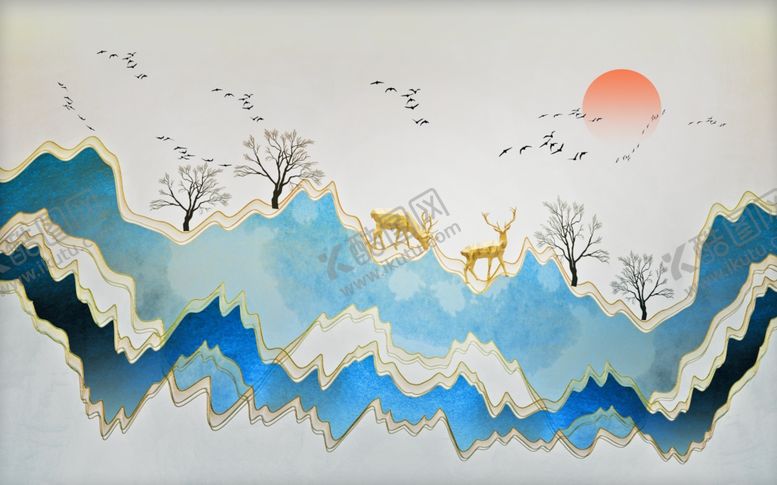 编号：47625209232049367980【酷图网】源文件下载-中国风新中式山水画