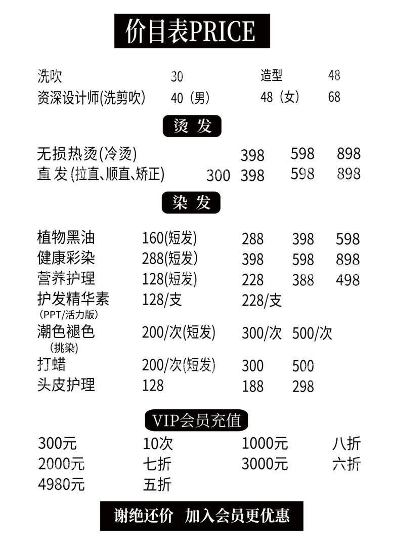 编号：28288011281213536695【酷图网】源文件下载-美发价目表