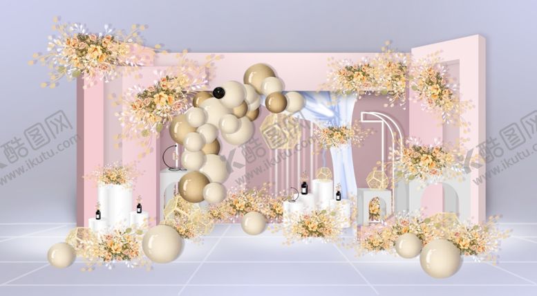 编号：15724309251109416475【酷图网】源文件下载-粉黄色婚礼背景