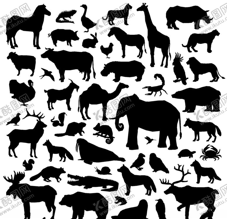 编号：45595610301645089438【酷图网】源文件下载-动物剪影
