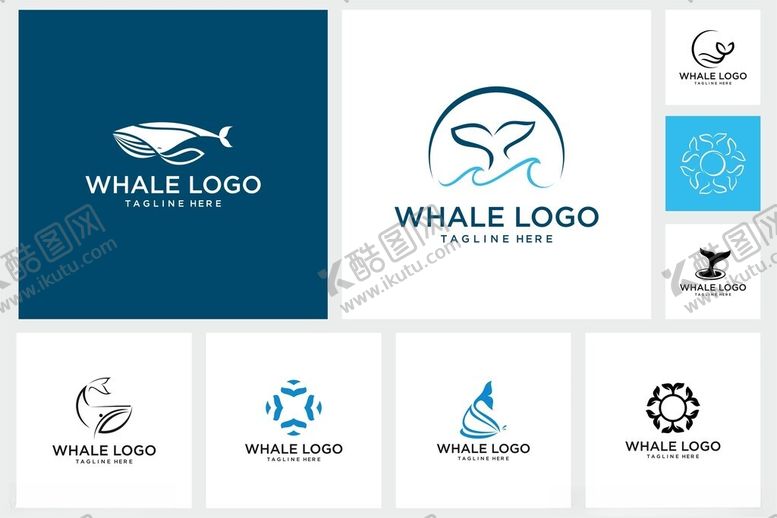 编号：56153211220148536301【酷图网】源文件下载-鲸鱼主题标志设计集合