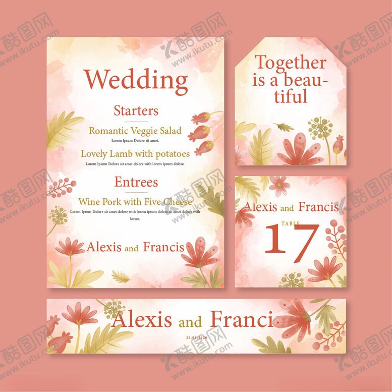 编号：43026410011246085968【酷图网】源文件下载-浪漫婚礼请柬设计