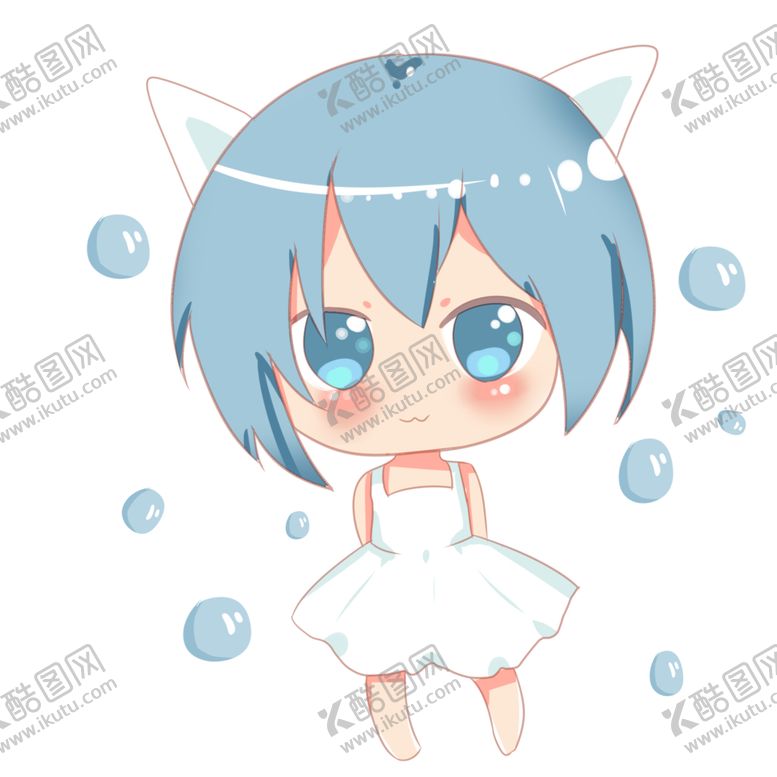 编号：46979602120045524800【酷图网】源文件下载-可爱Q版萌系猫耳泡泡人物动漫