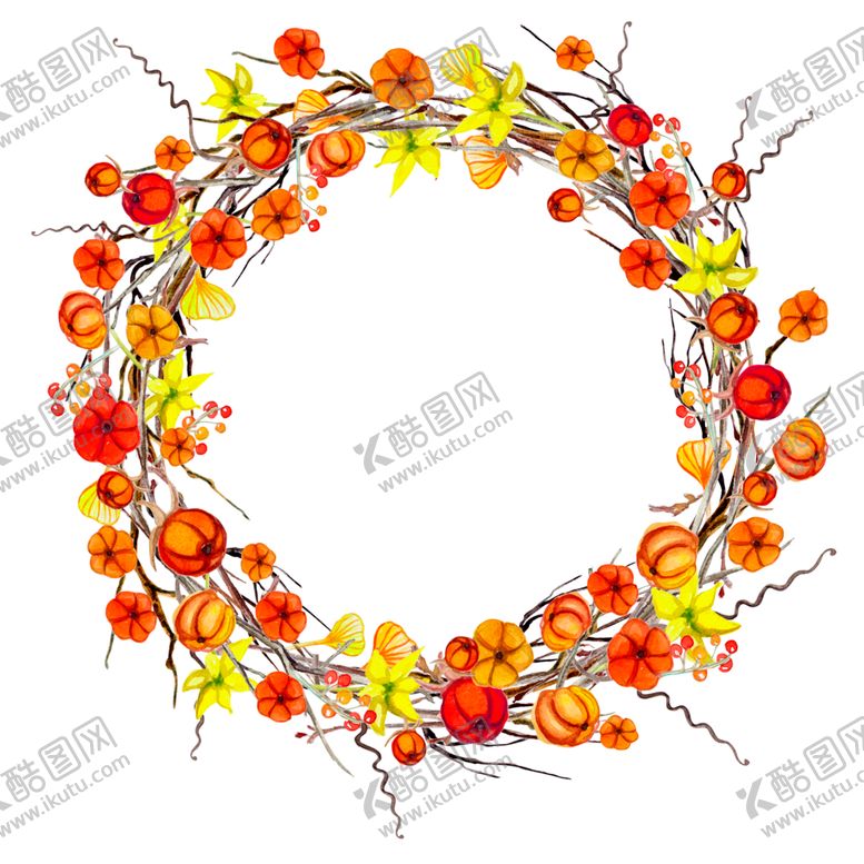 编号：97073707041245179638【酷图网】源文件下载-小清新水彩花圈绘画