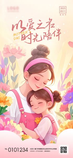 手绘以爱之名母亲节节日宣传海报